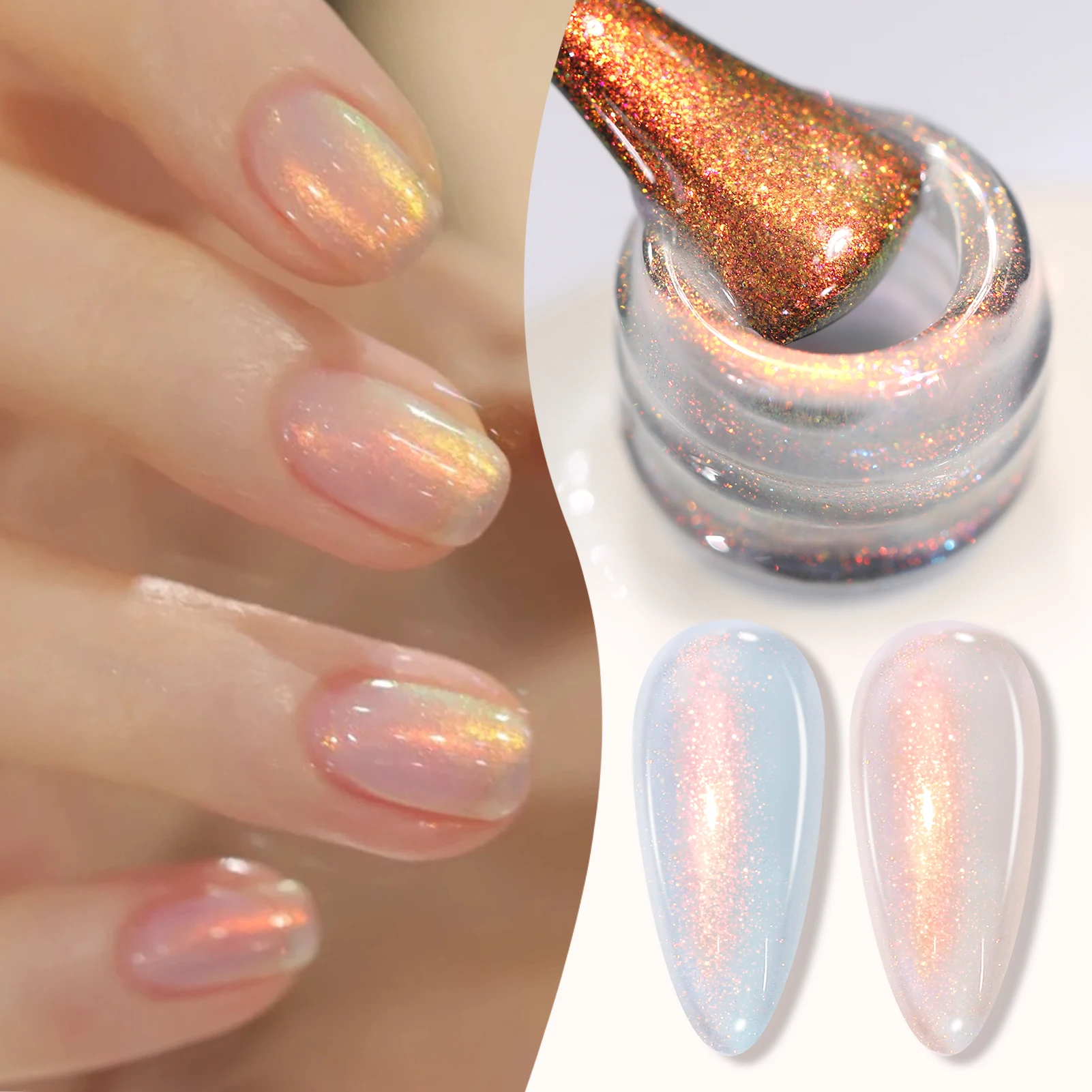 BORN PRETTY 15ml Aurora Glitter Gel Nail Polish Iridescent Pearl Shimmer Effect Soak Off UV LED Manicure Varnishes