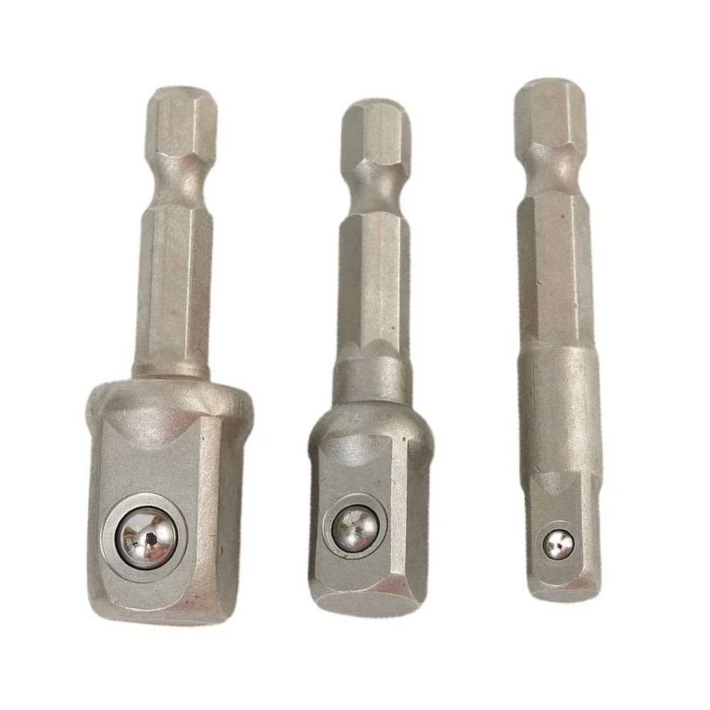 3pcs 1/4'' 3/8'' 1/2'' Socket Bit Adapter Hex Shank Drill Bits Chrome Vanadium Steel Extension Rod Power Tools