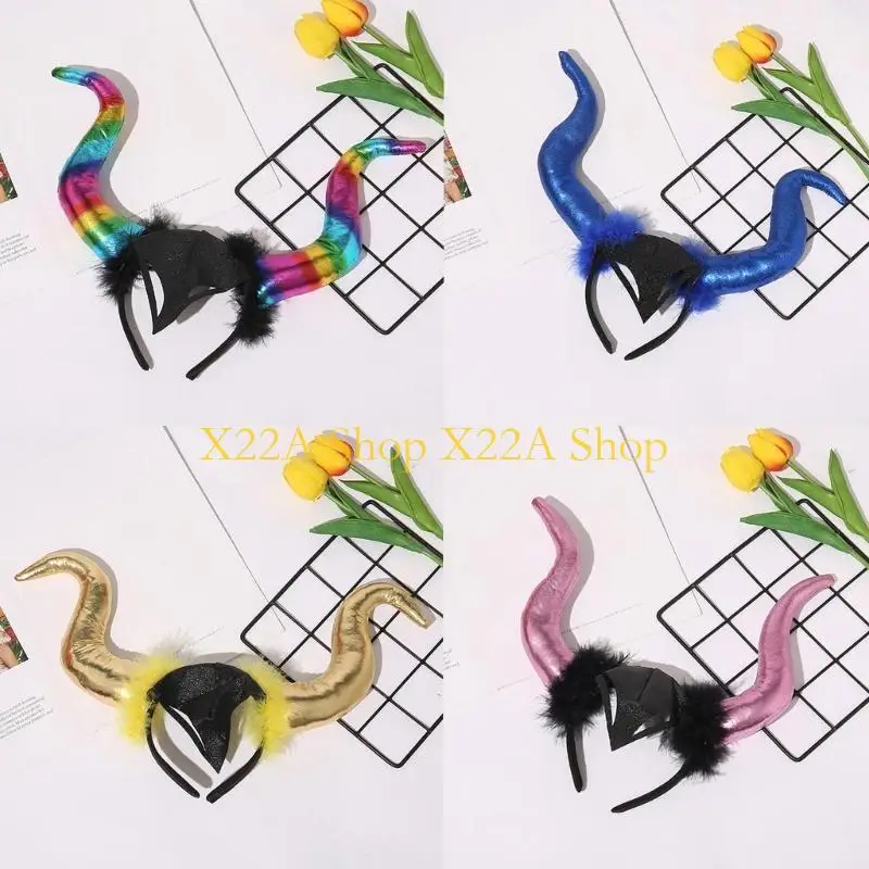 

Unique Ox Horn Headband Costume Hairband Dark Series Hairhoop Female Girl Hair Decor