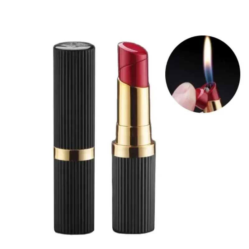 Mini Lipstick Butane Lighter for Women Open Fire Inflatable Cute Personalized Smoking Accessory Girl Gift