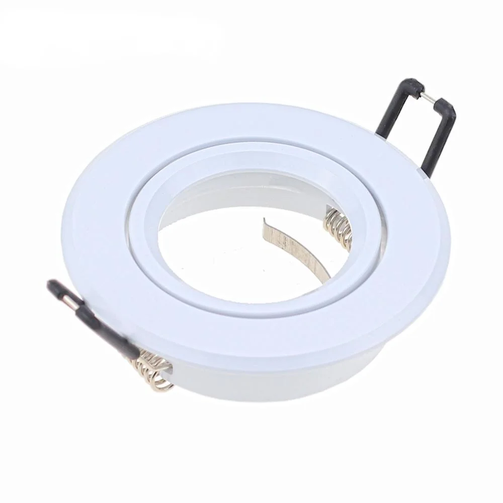 Alumínio Tilted Teto Luz Habitação, Round Recessed Light Frame, ângulo ajustável Fixture, Holder Fittings, GU10, MR16, 2Pcs