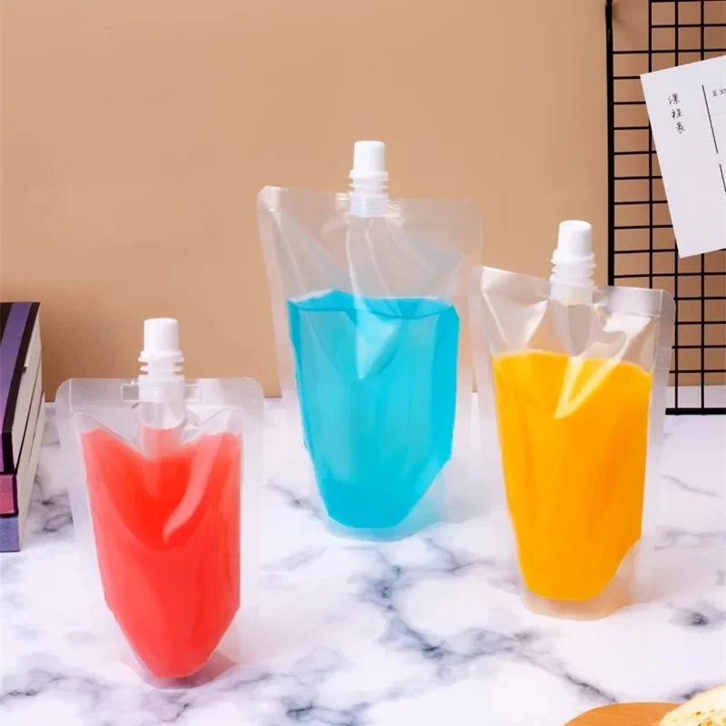 StoBag Wholesale Frosted Transparent Liquid Packaging Nozzle Drinking Bags Juice Beverage Sealed Storage Reusable Pouches