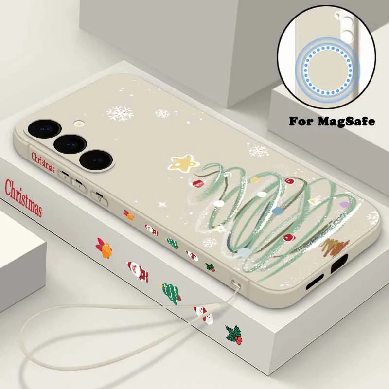 Weihnachtsbaum Handyhülle für Samsung Galaxy S25 S24 FE S24 S23 S22 Ultra S21 Plus für Magsafe Wireless Charge Magnetische Abdeckung
