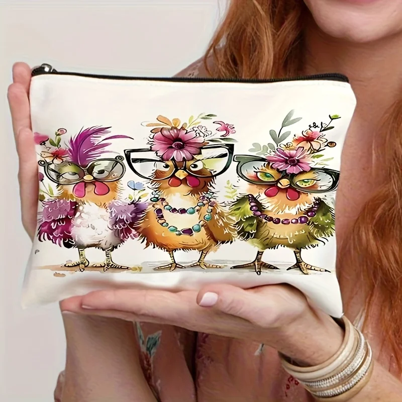 Colorful Three Chick Makeup Bag, Safe Zipper, Odorless, Multifunctional Travel Cosmetic Pouch, Toiletry Bag, Suitable for Women,