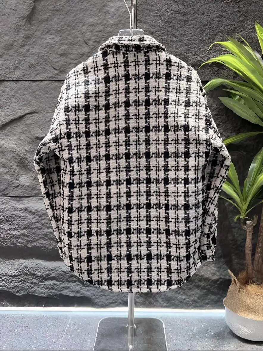 Men's Plaid Knitted Shirt Jacket Casual Style Autumn Spring New Korean Version Fashionable Checkered Long Sleeve Top