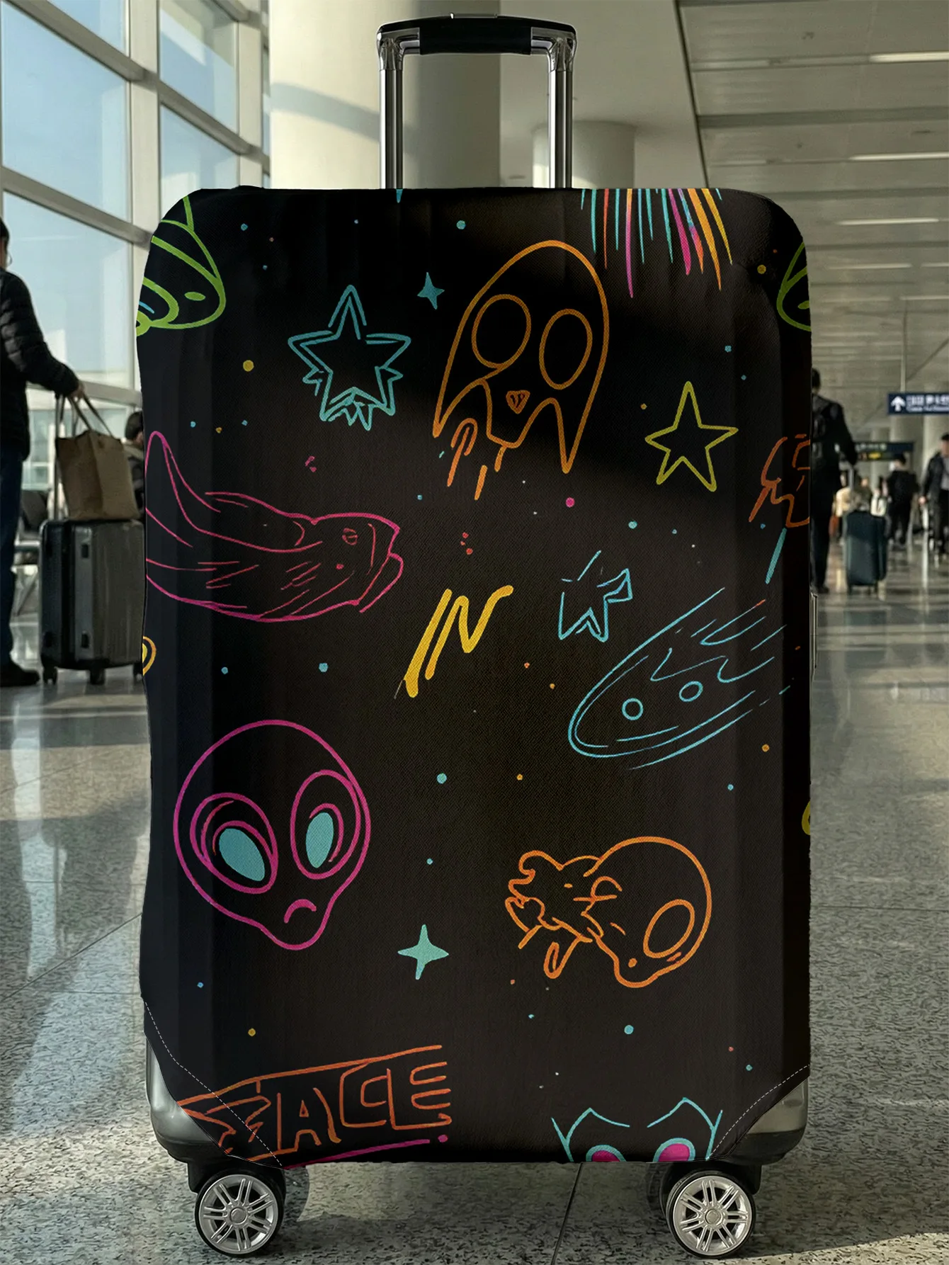 

Защитный чехол для багажа с принтом Alien Space, подходит для чемоданов 18-32 дюймов, чехлы для ручек чемоданов, дорожные аксессуары.
