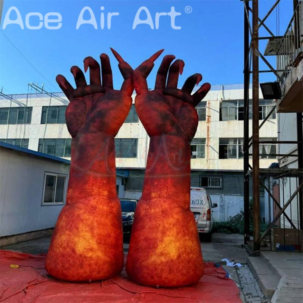 Inflatable Large Devil Hand,inflatable Red Evil Hand Balloon for Halloween Scene Decoration