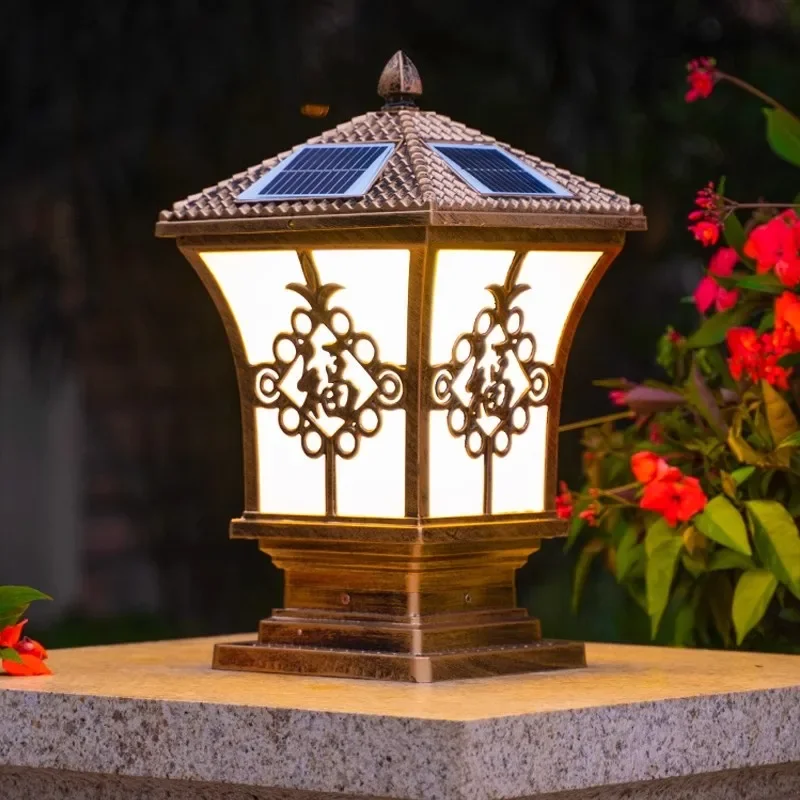 Solar stigma lamp Outdoor garden  Modern waterproof villa gate  Garden pillar gate post