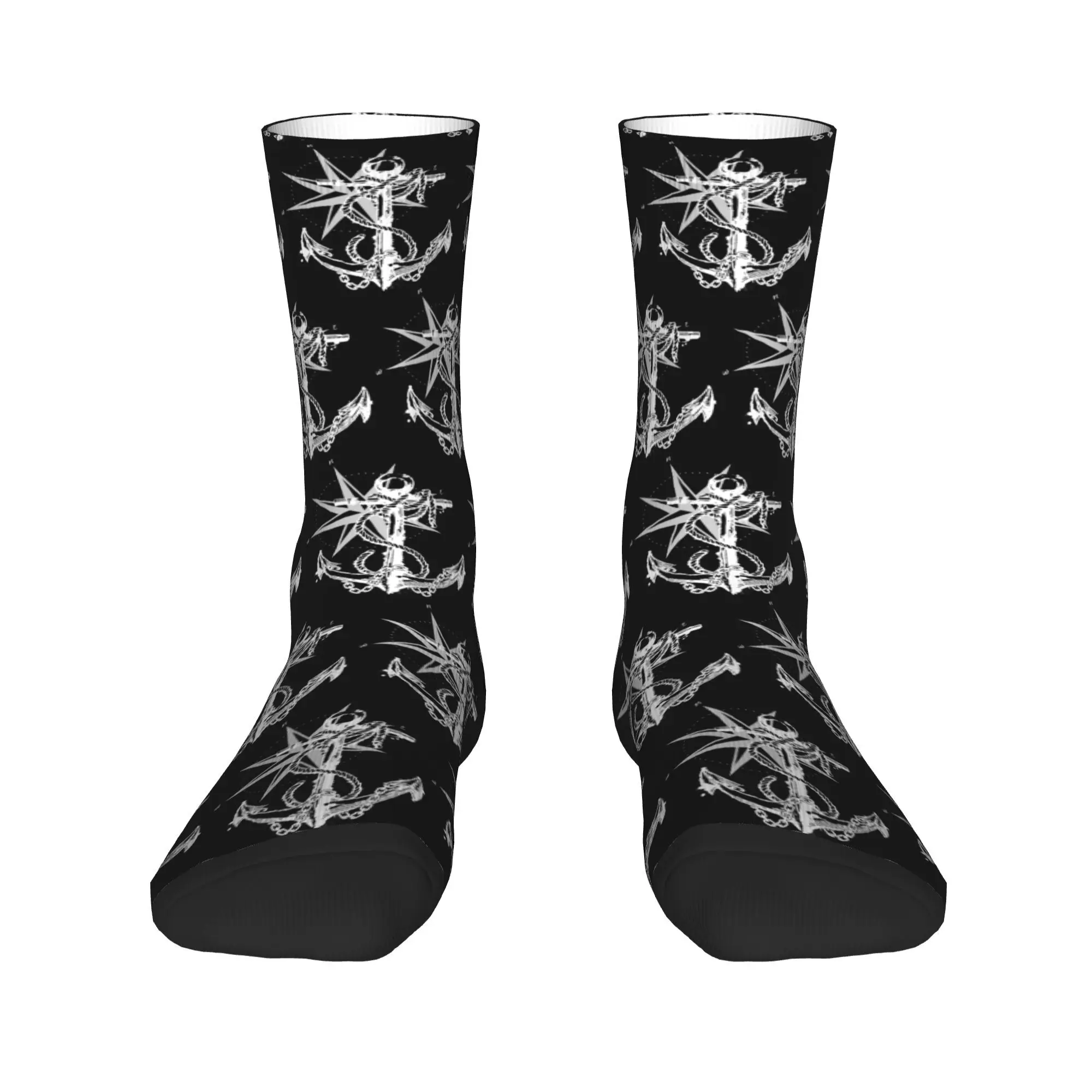 

Носки-лодочки с морским компасом, капитаном якоря, впитывающие пот чулки в стиле Харадзюку, всесезонные длинные носки, аксессуары для мужчин и женщин