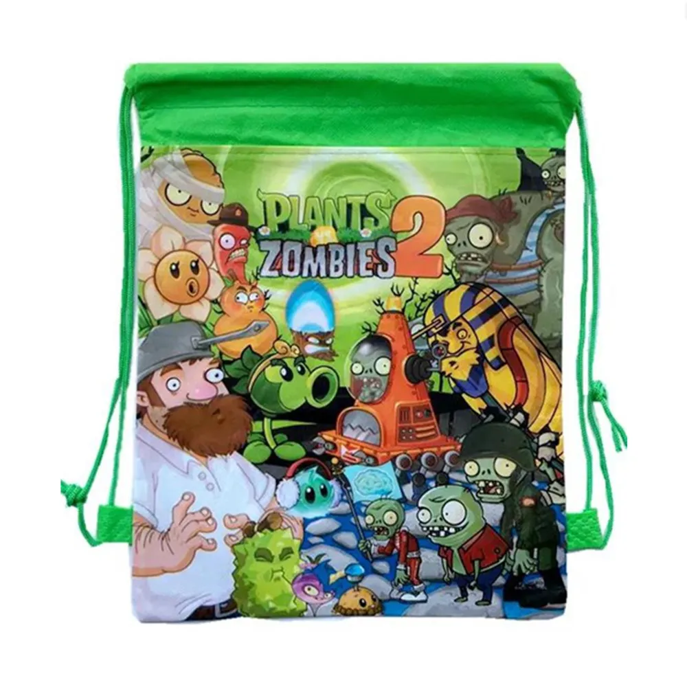 1 Pc Cartoon Plants VS Zombies Action Figures Nylon Bags Pull String Bag Opening Simple Convenient Storage Bag Gift Toy view 5