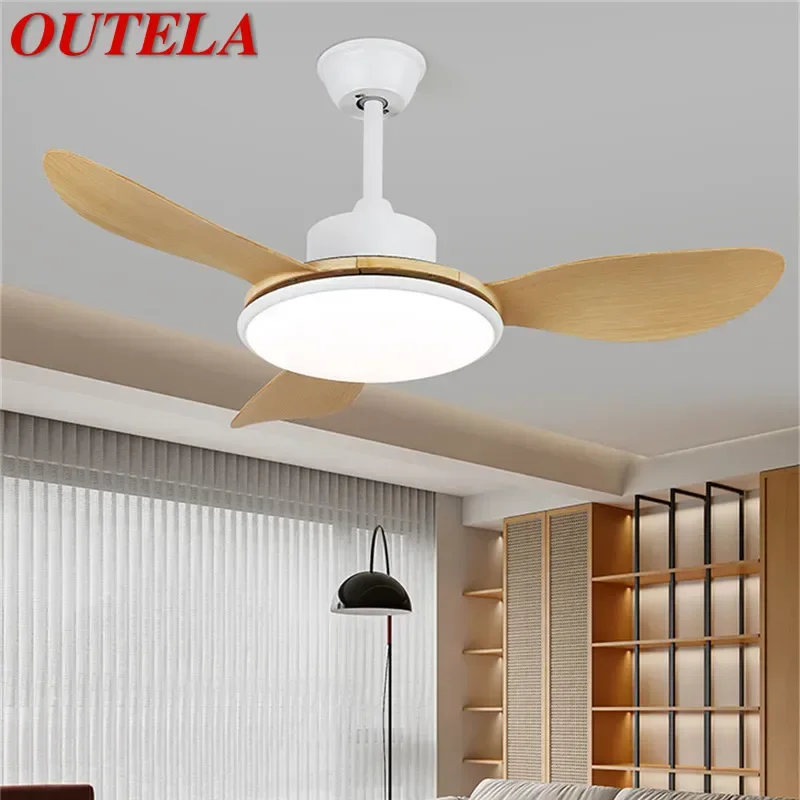 OUTELA Modern Fan Light Luxury Living Room Restaurant Bedroom Study LED Ceiling Fan Light Remote Electric Fan Light