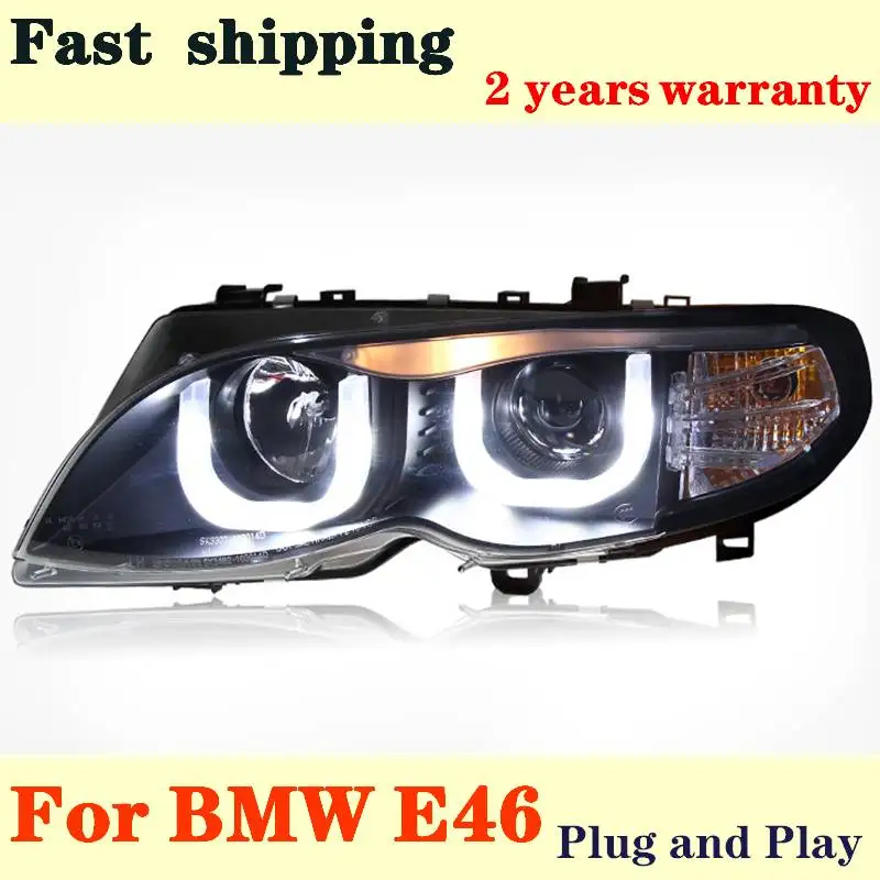 Car Accessories For Bmw E46 318 320 325 330 Headlights 2001 2002-2004 LED Headlight DRL Bi Xenon Lens High Low Beam Parking HID