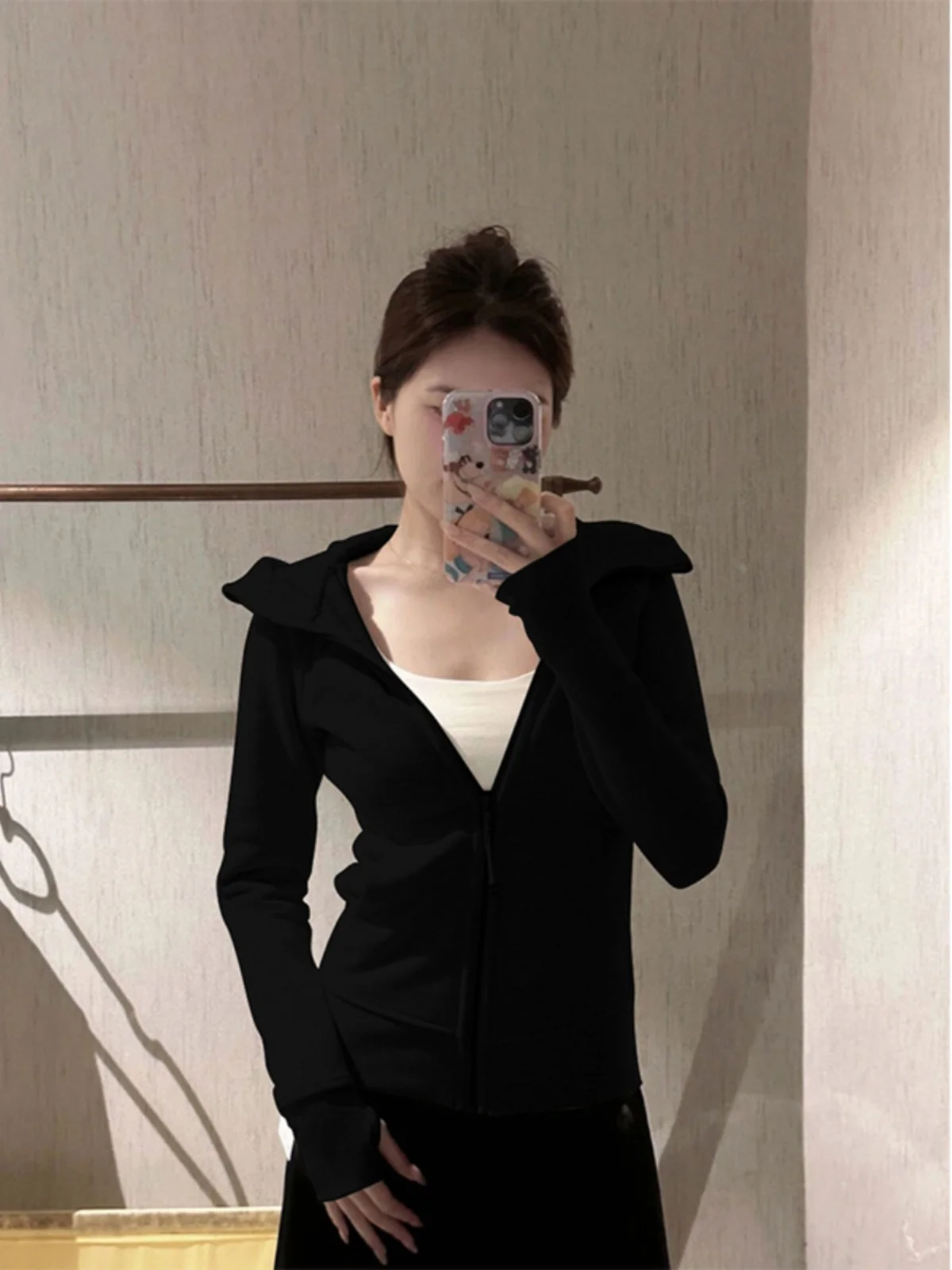 

Милые толстовки с капюшоном Y2K, женские офисные модные толстые полосатые флокированные молодежные толстовки для колледжа, унисекс, цветные блоки, бойфренд, длинный рукав