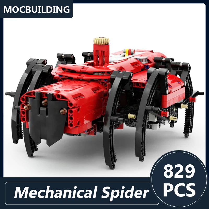 

Mechanical Spider Model MOC Building Blocks DIY Assembled Bricks Red Animal Creative Collection Toys Gifts 829PCS with 2 Motors