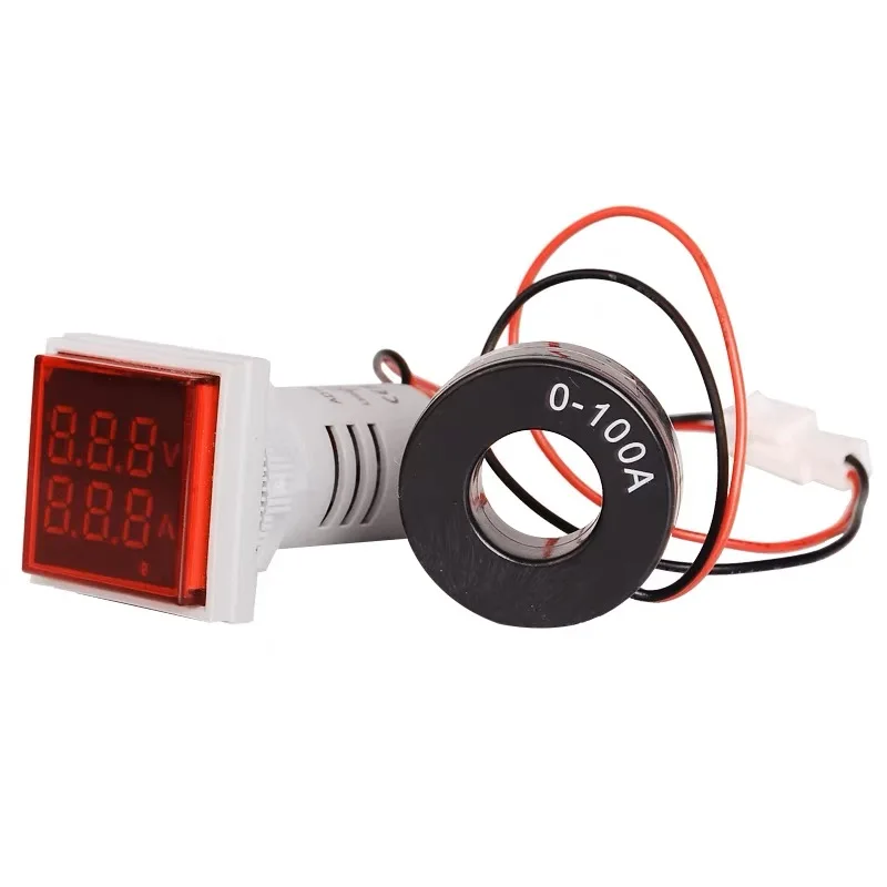 AC 50-500V 0-100A Square LED Digital Voltmeter Ammeter 110V 220V Voltage Current Meter Voltammeter Car Volt Amp Tester Detector