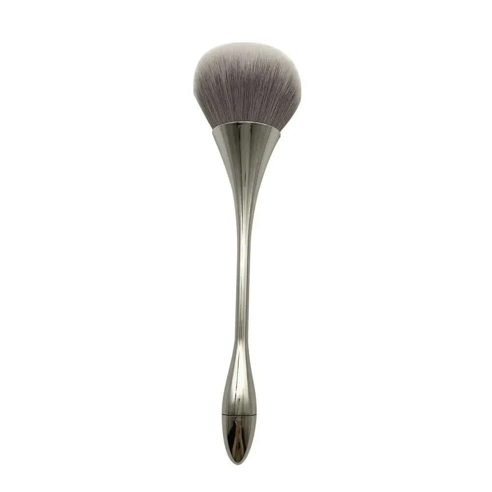 Dust Brush  Convenient Artificial Fiber Silver Tube  Facial Makeup Loose Powder Blush Brush for Daily Life