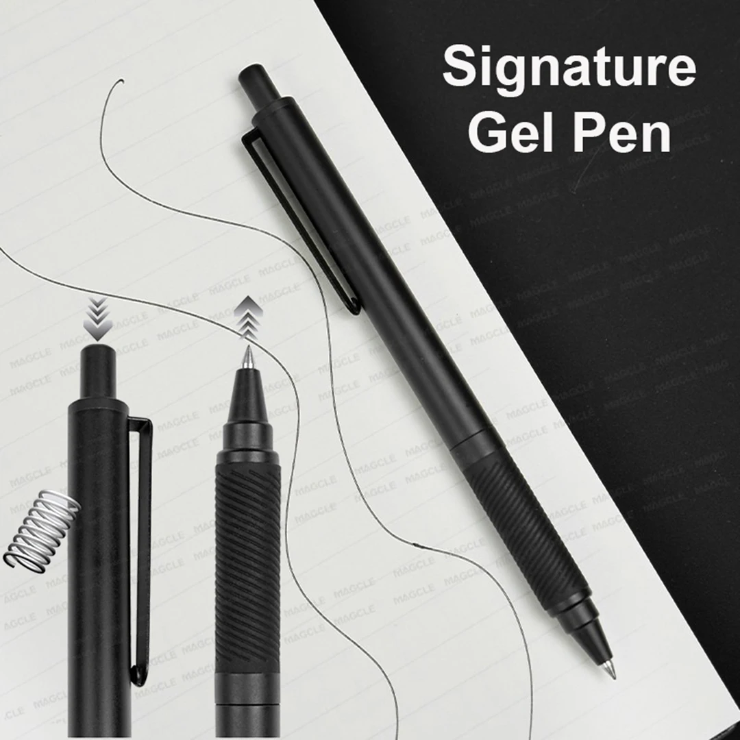 Classic Black Gel Pen for Signature 0.5mm Sealed Wax Nib Non-slip Anti-fatigue Texture Aluminum Rod Pens Cheap Useful Stationery