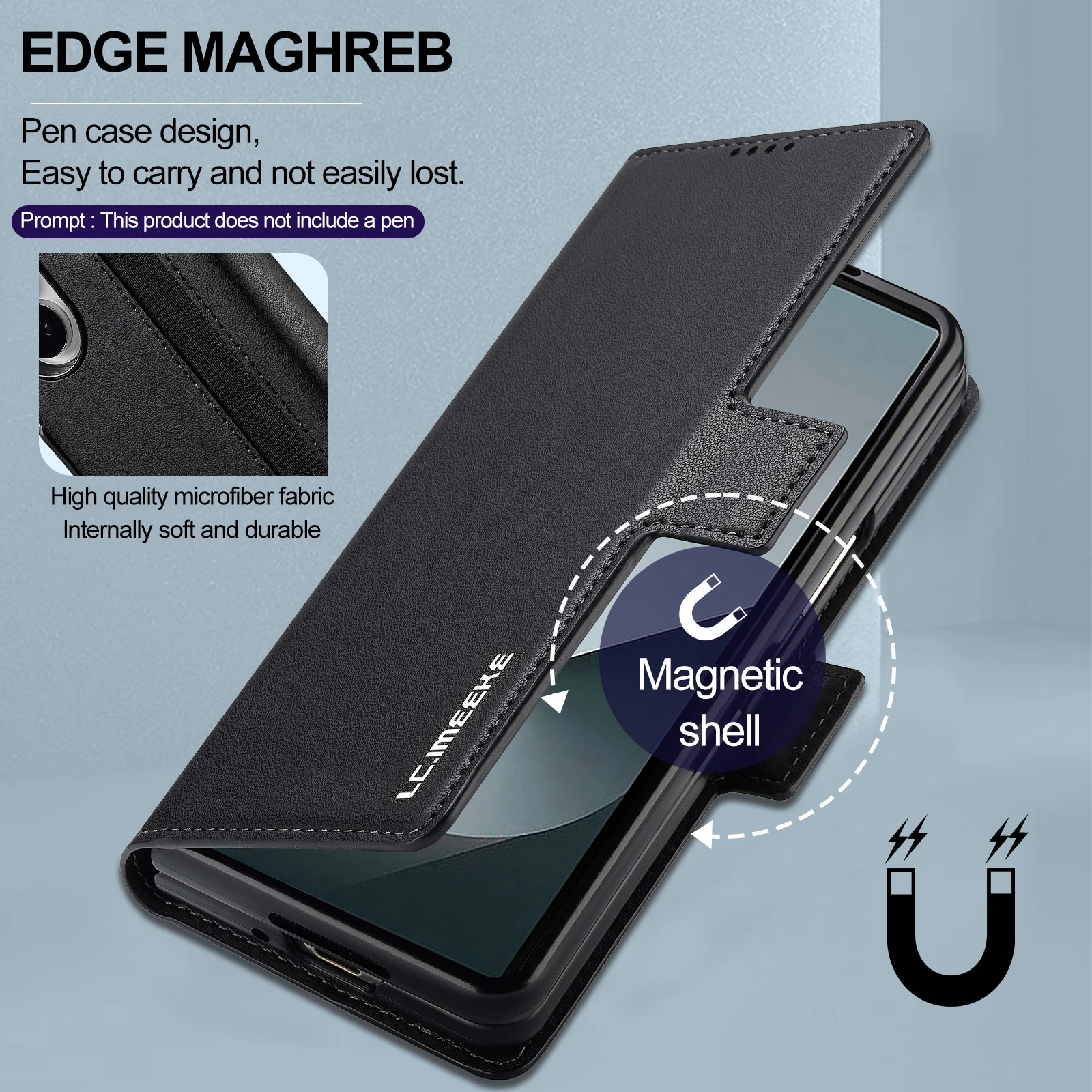 For Samsung Galaxy Z Fold 8 Ultra 7 6 5 4 3 Case Luxury Skin Friendly Matte Leather Magnetic Buckle Card Bag Pen Slot Flip Cover