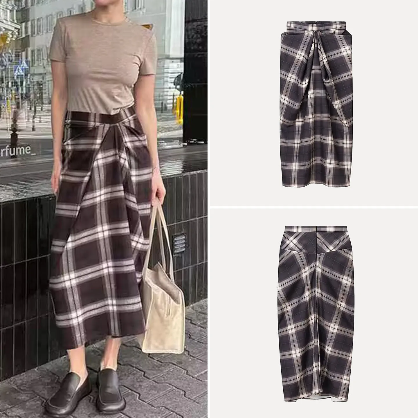 2025 Winter New Women's Faion Personali Simple lectual Plaid  Skirt Versatile Stand Fit Daily Wear