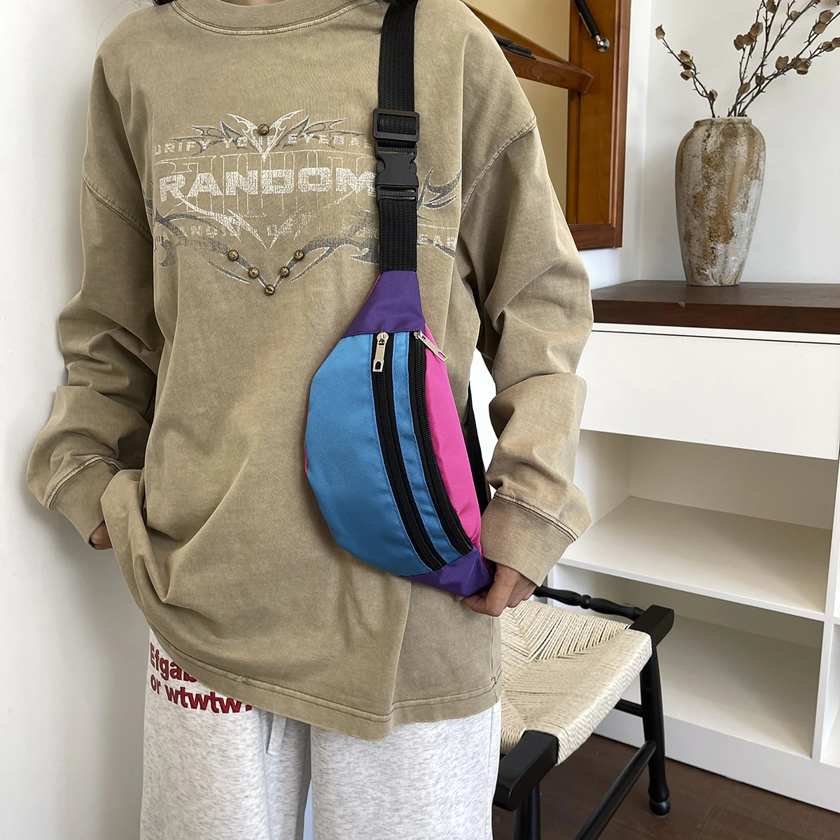 Fanny Pack Waist Bag Travel Sports Compartment Bum Bag Crossbody Phone Pouch Belt Bag Portable Bag Holder Sling Bag Chest Pack