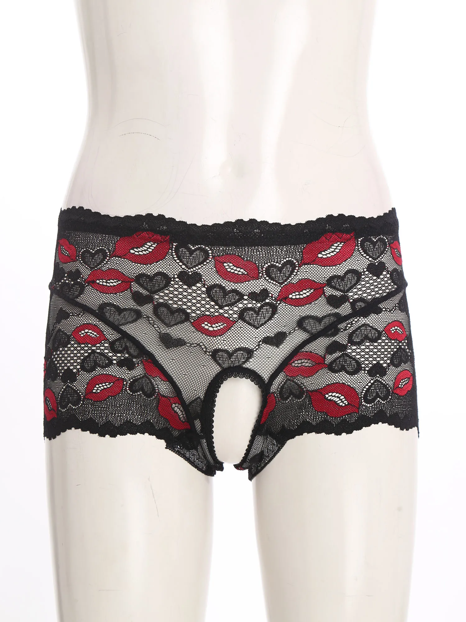 

Adult Women Lingerie Flirting Briefs High Waist Crotchless Open Butt Lace Briefs for Couple's Role Play Non-removable Underpants