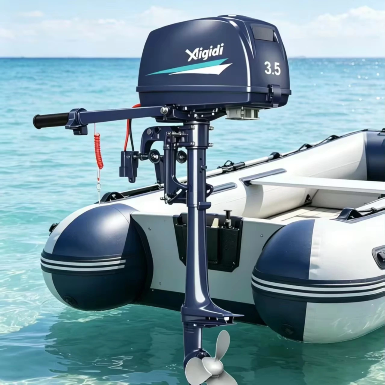 New AIQIDI Electric Boat Engine 3HP 48V Outboard Motor with Air Cooling Light Weight for Marine Use