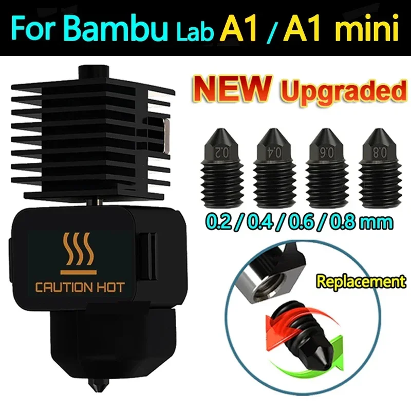 

Набор для быстрой сборки Hotend для лаборатории Bambu A1 mini 0,2/0,4/0,6/0,8 мм, сменная насадка, закаленная сталь для лаборатории Bambu, детали для принтера A13D