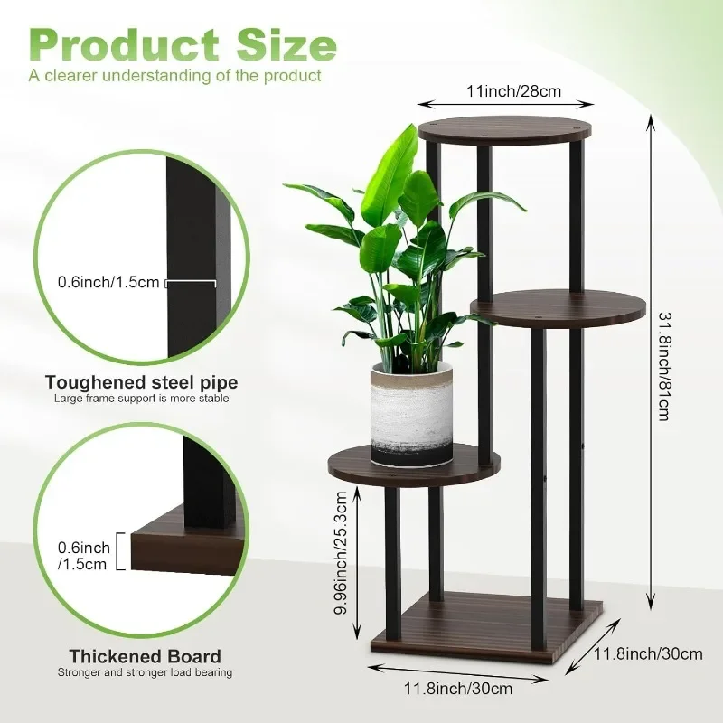 4-storey Wooden Tall Plant Stand Indoor Metal Stand, Multiple Pot Stands Corner Stands, Round Pot Stands, Display Stands Terrace