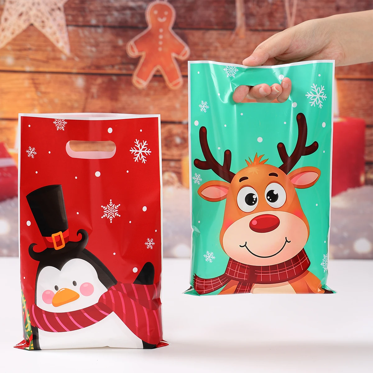 10/25/50 قطعة عيد الميلاد كيس الحلوى عيد ميلاد سعيد زينة سانتا شنطة هدايا نافيداد عيد الميلاد حقائب للهدايا عيد الميلاد الكوكيز التعبئة حقيبة