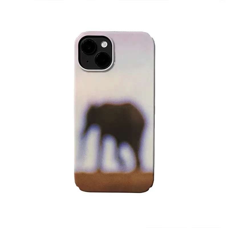 

Cartoon Elephant Fuzzy Art Shockproof Case for IPhone 16 15 14 13 Pro Max Back Phone Cover for 12 11 Pro Plus 8 7 X XS XR Cover