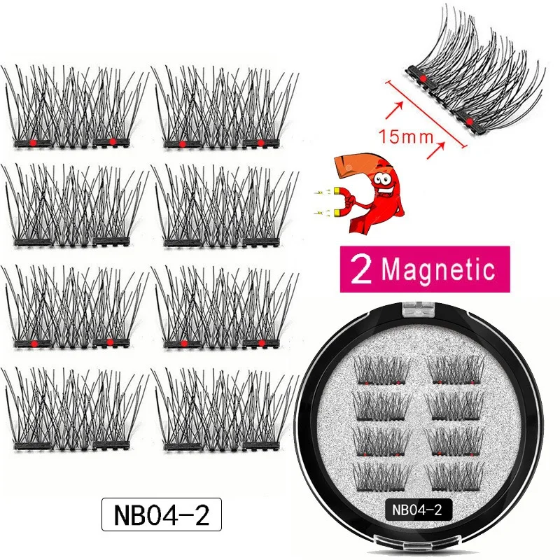 Cils magnétiques demi-yeux avec 2 aimants, kit applicateur de cils, cils de vison naturels entrecroisés, réutilisables, longue durée, 8 pièces