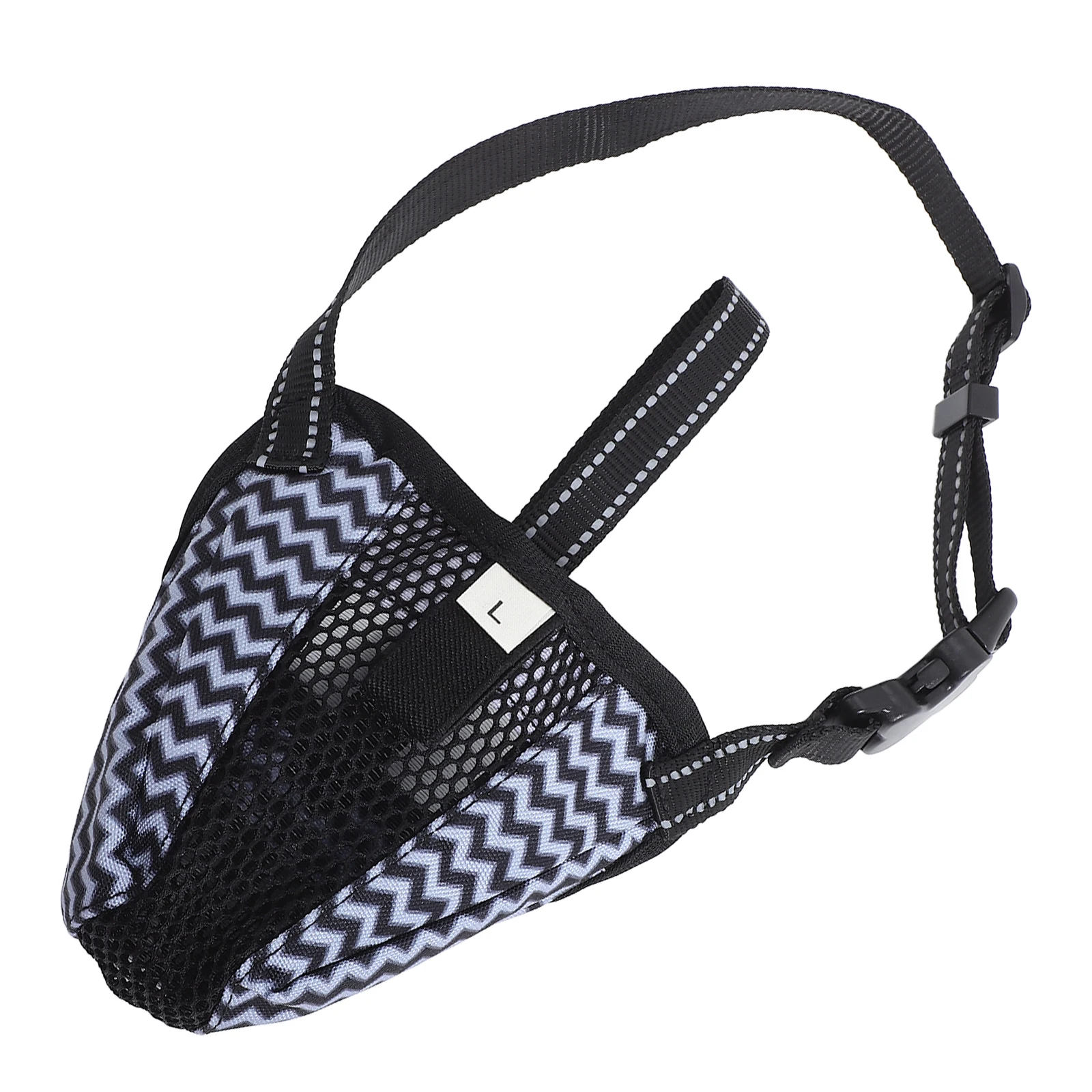 

Dog Muzzle Mesh Breathable Anti Bark Adjustable Puppy Mouth Cover Walking Supplies Grey Striped L Size Pet Dog Gear