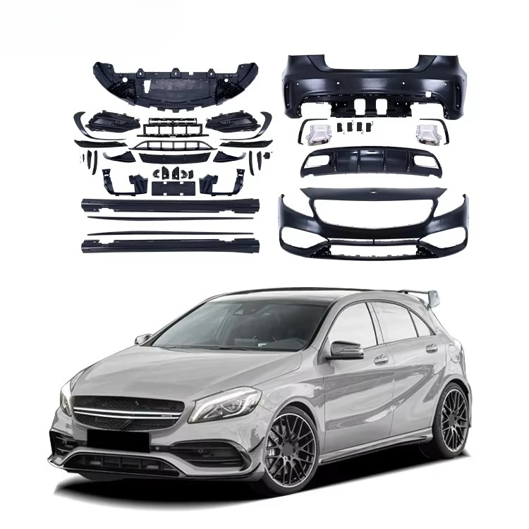 

A-Class W176 A45 Front and rear bumper lip side diffuser Side skirt separator Hot Sale Body Kit