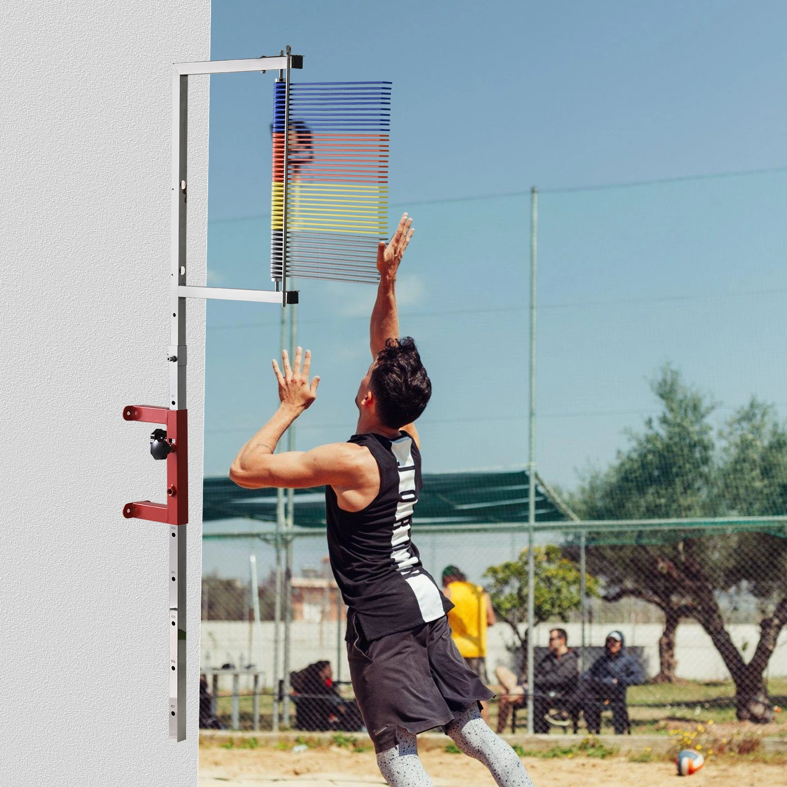 Adjustable Vertical Jump Tester Wall Mounted Vertical Challenger 4.5-5.2Ft Height Adjustable Jump Measurement Tool for Basketball Volleyball Training Aid Jump Testing Device for Kids Adults Gym Home Use