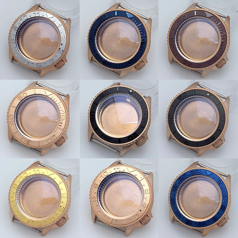 

SmileLife PVD 41.5mm RoseGold Watch Case Mineral Glass Metal Bezel 3.8 o'clock Crown Fit NH34/35/4R Movement Watch Accessories