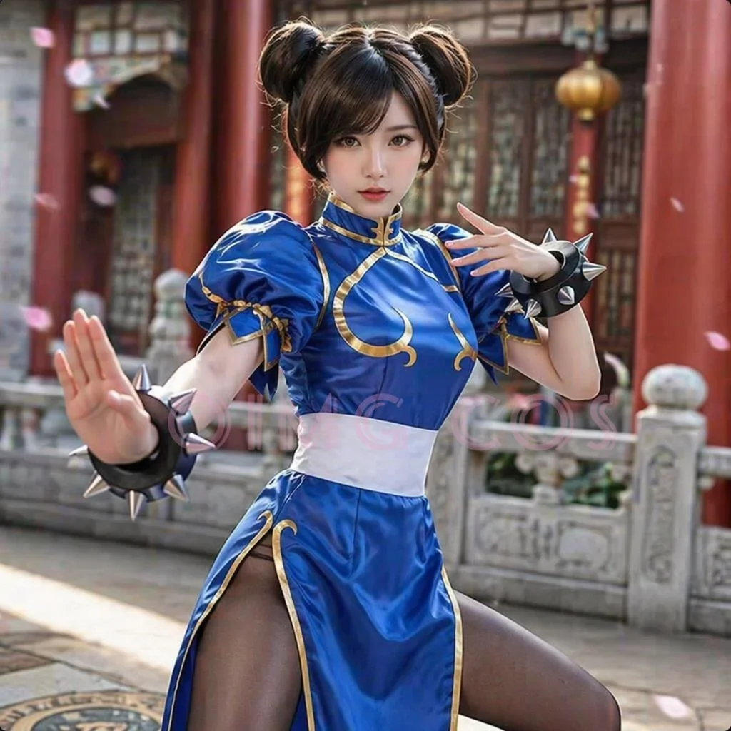 Costume de cosplay de Chun Li de Street Fighter, cape pour adultes, idéale pour Halloween, les carnavals et les événements de Comic Con.