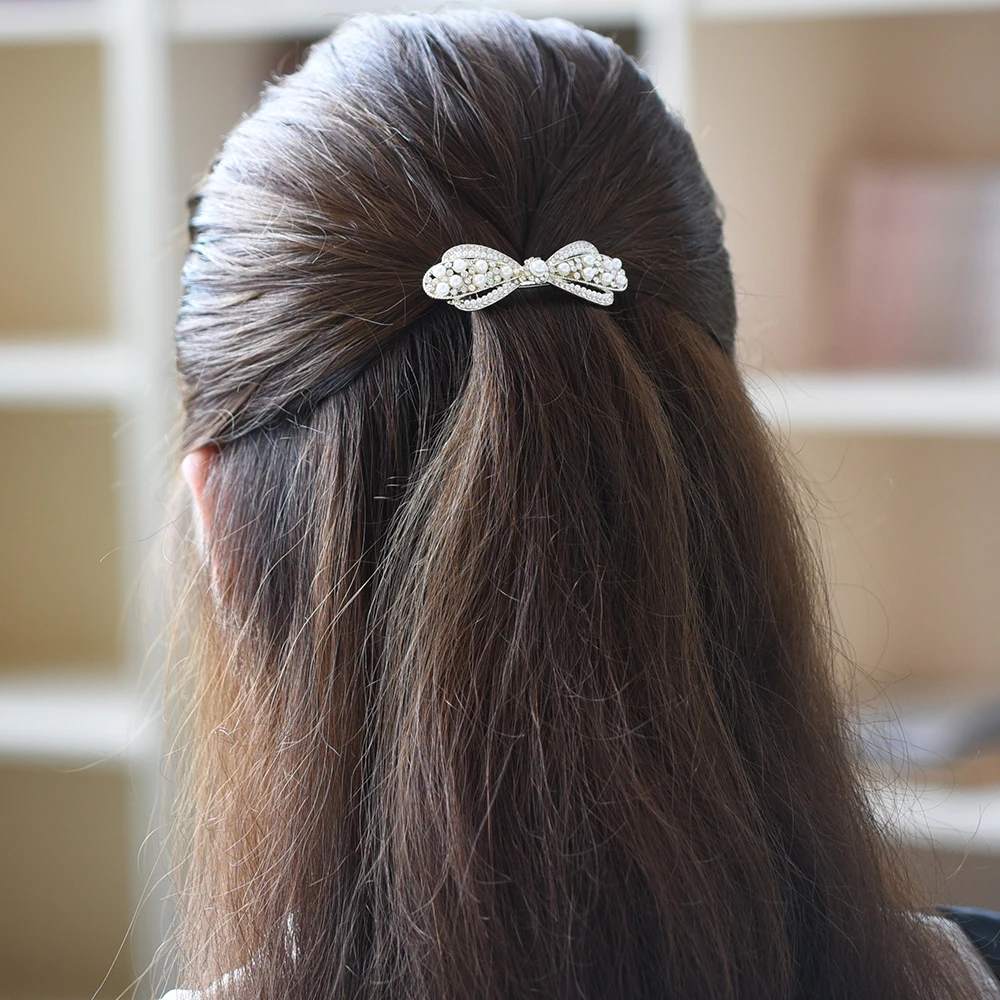 Women Headwear Small Size Girl Hairwear Rhinestone Hair clip Bow Hair Barrette Cute Hair  Accessories For Women