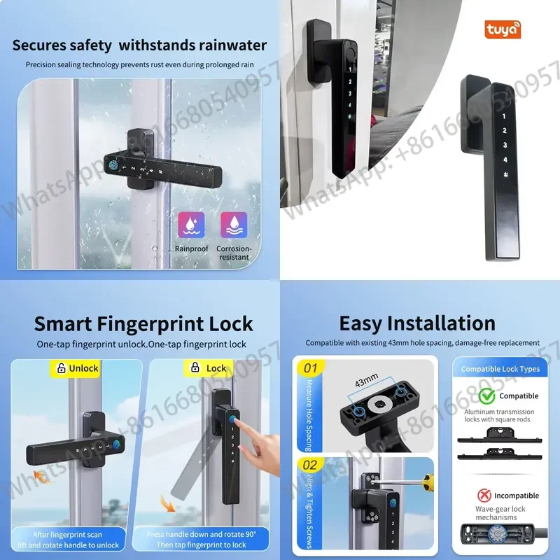 Finger Security Wood Window Keyless Smart Entry Via App IP65 Waterproof Aluminium Alloy Build Easy Installation
