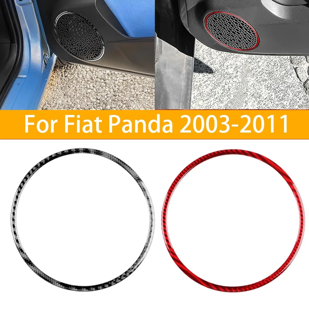 Door Loudspeaker Frame Trim Carbon Fiber For Fiat Panda 2003-2011 Car Loud Speaker Protector Ring Auto Decoration Accessories