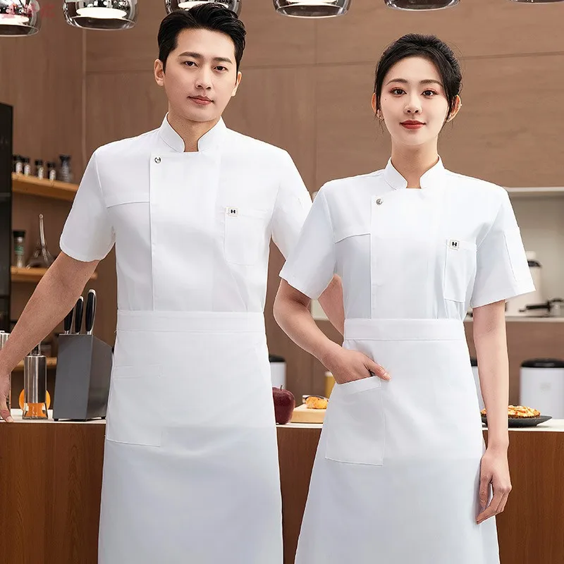 夏薄型通気性メッシュ半袖シェフジャケットケータリングホテルレストラン食堂ペストリーパン屋作業服キッチン服
