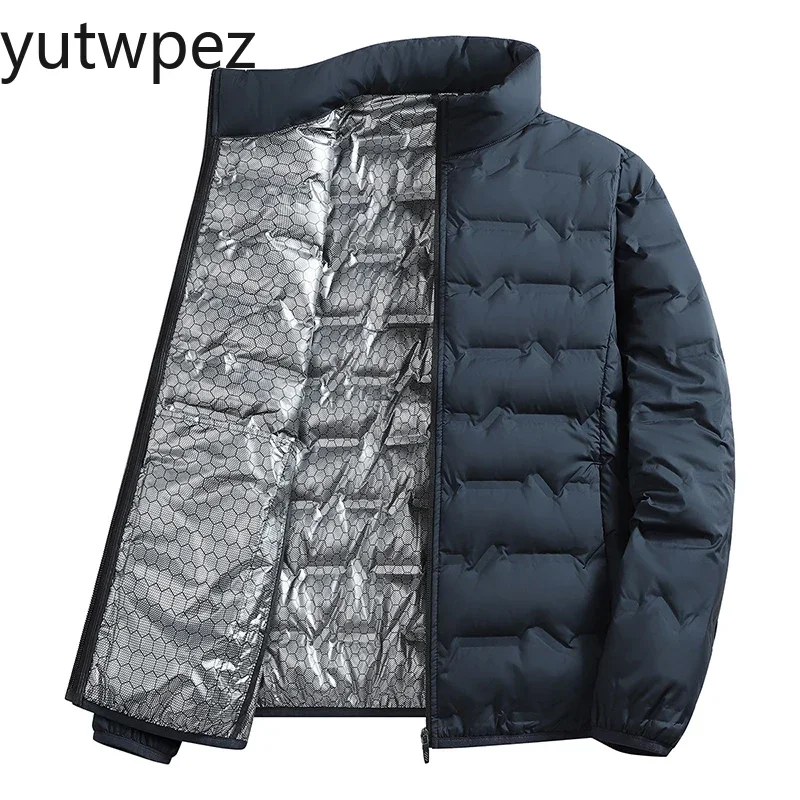 Graphene Heating Men's Stand Collar Puffer Jacket, Thickened Quilted Winter Outerwear, Windproof Casual Coat for Outdoor Hiking