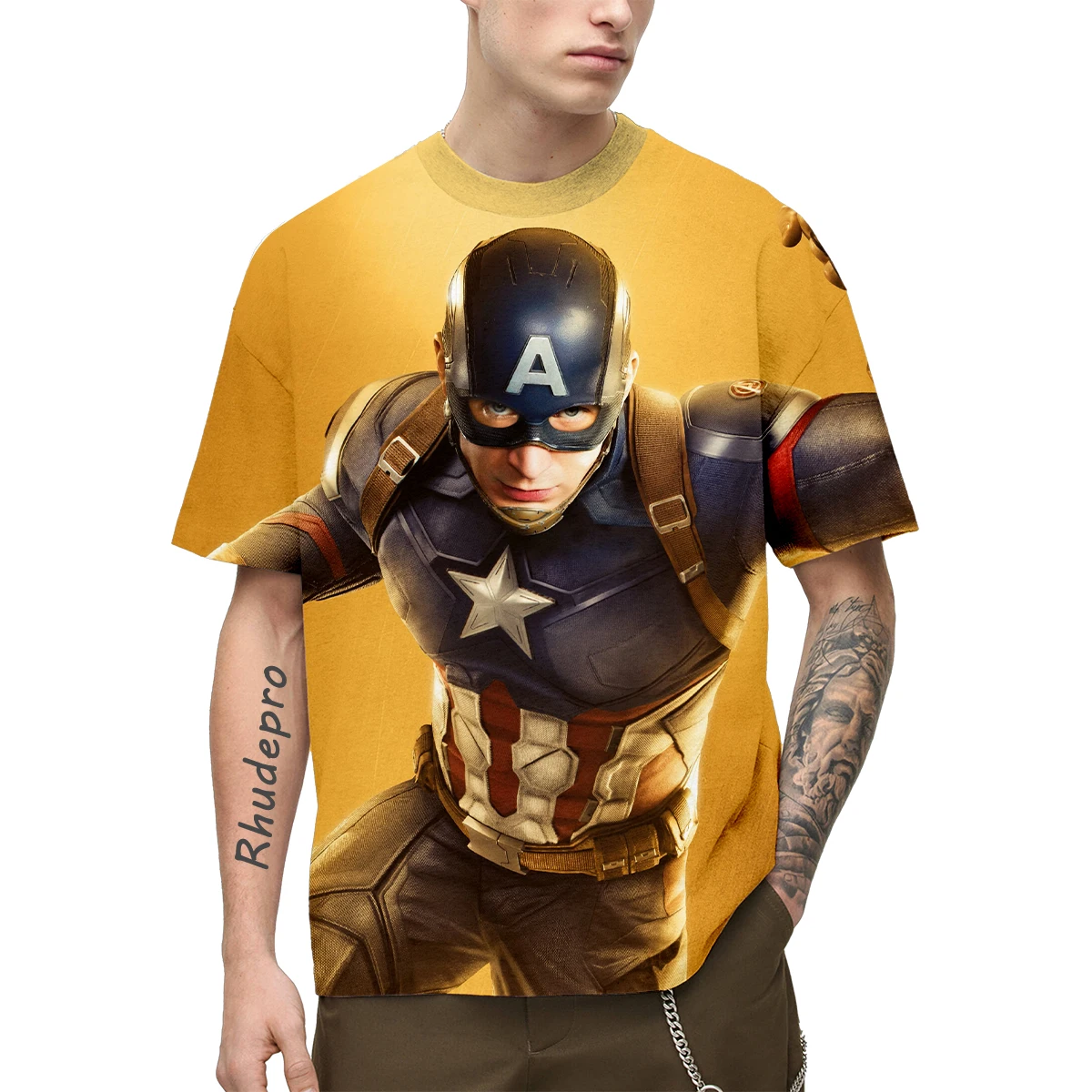 Miniso-Vingadores Homem de Ferro Camiseta Estampada 3D, Camiseta Casual Manga Curta, Tops Gráficos de Verão Infantil, Moda