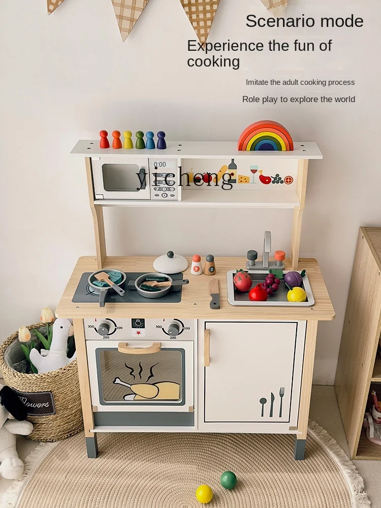 Juguetes de cocina grandes para niños, utensilios de cocina de simulación, traje de madera para niñas, XL