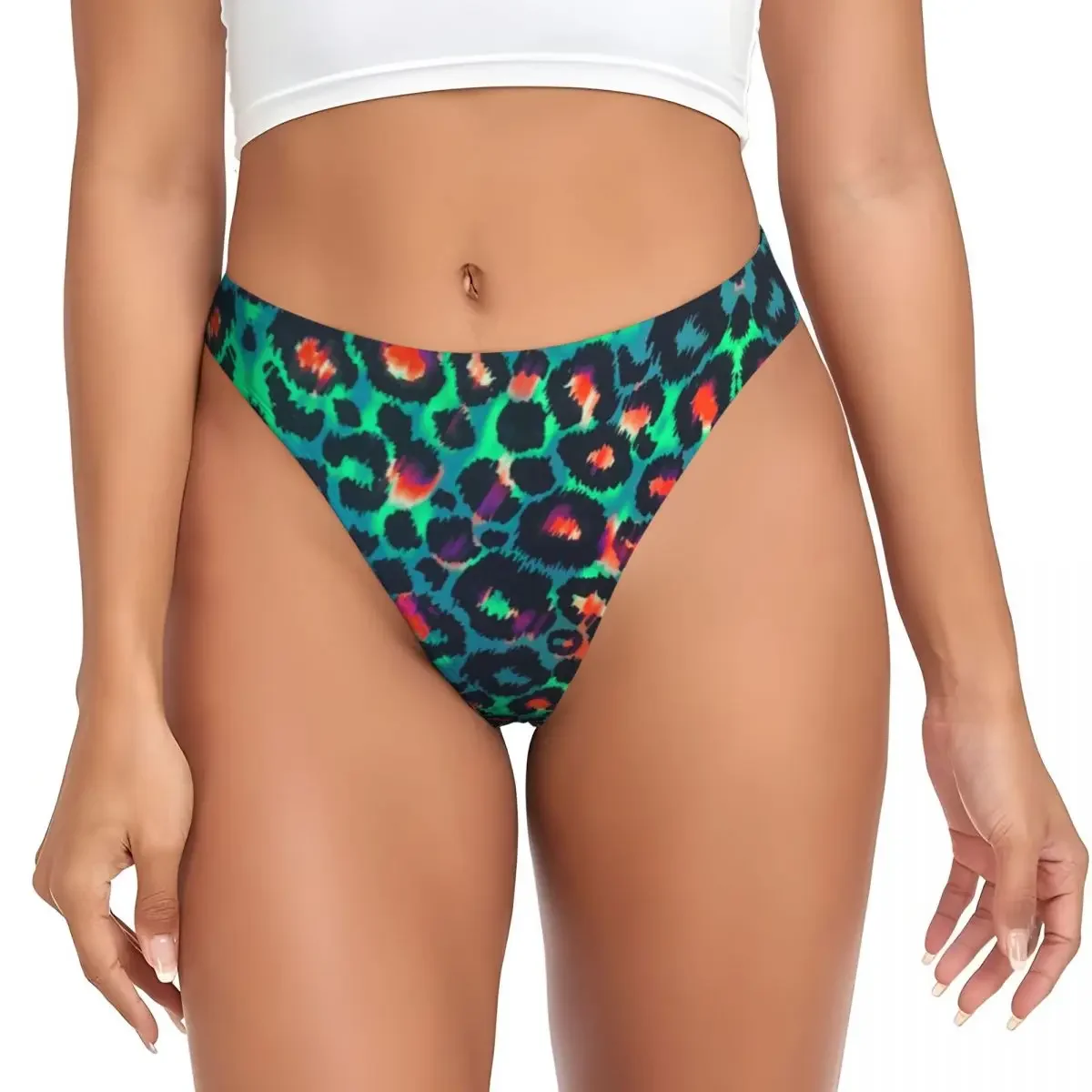 

Custom Green Leopard G-string Thong Womens Comfort Stretch Panties Underwear