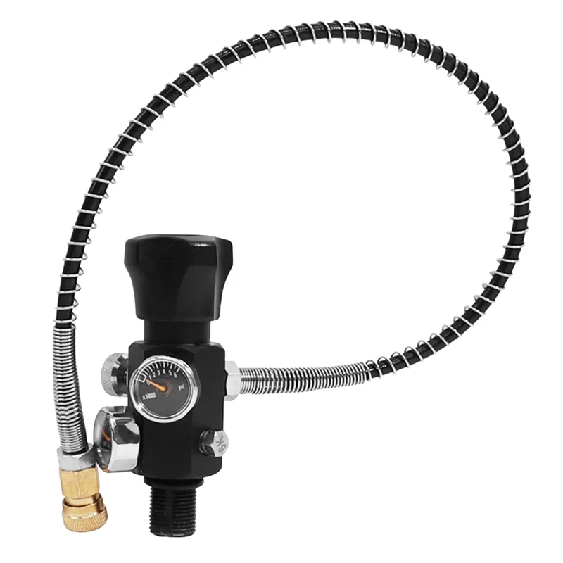 B-Est HPAT M18X1.5 Fill Refill Station Tank Charging Valve Dual Gauge Tank Dual Gauge Charging Valve With 50Cm High Pressure Hos