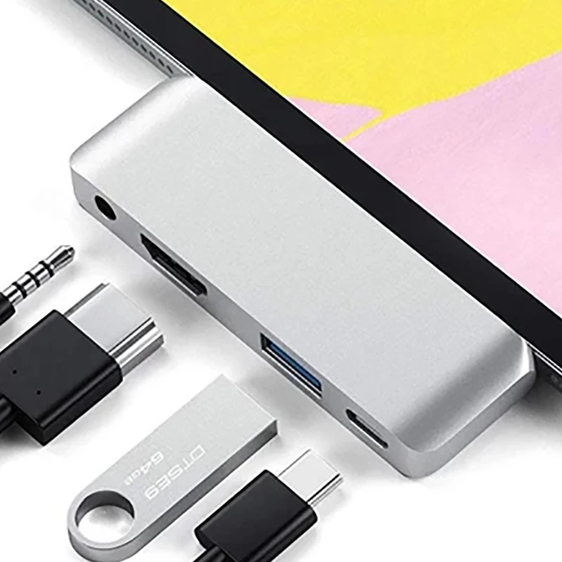 

Tablet Adapter For iPad Pro 11 2022 - 2018 Hub USB-C to HDMI+Audio 3.5+USB 3.0 hub type-c docking station For iPad Pro 12.9 2021