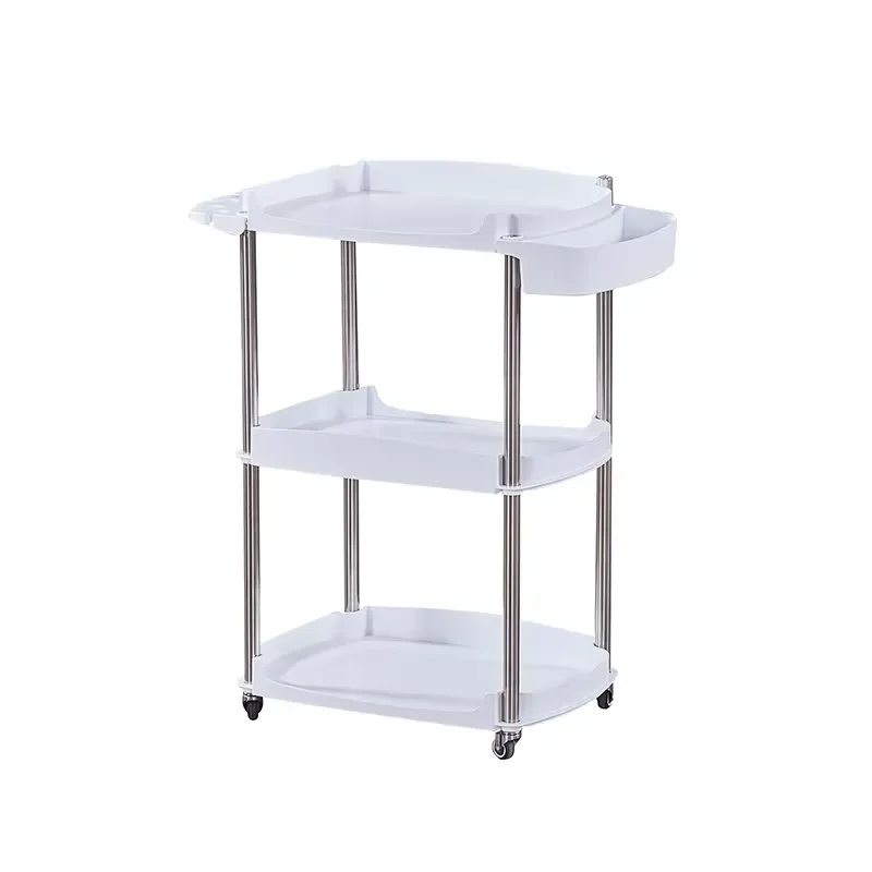 Luxury Beauty Salon Trolley with Drawers Mobile Plastic Metal Cart Triple Shelf Rolling Storage Furniture for Hairdresser