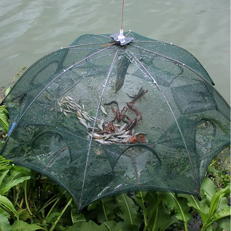 

Strengthened 4-8 Holes Automatic Fishing Net Shrimp Cage Nylon Foldable Fish Trap Cast Net Cast Fold Crab trap Fishing Network