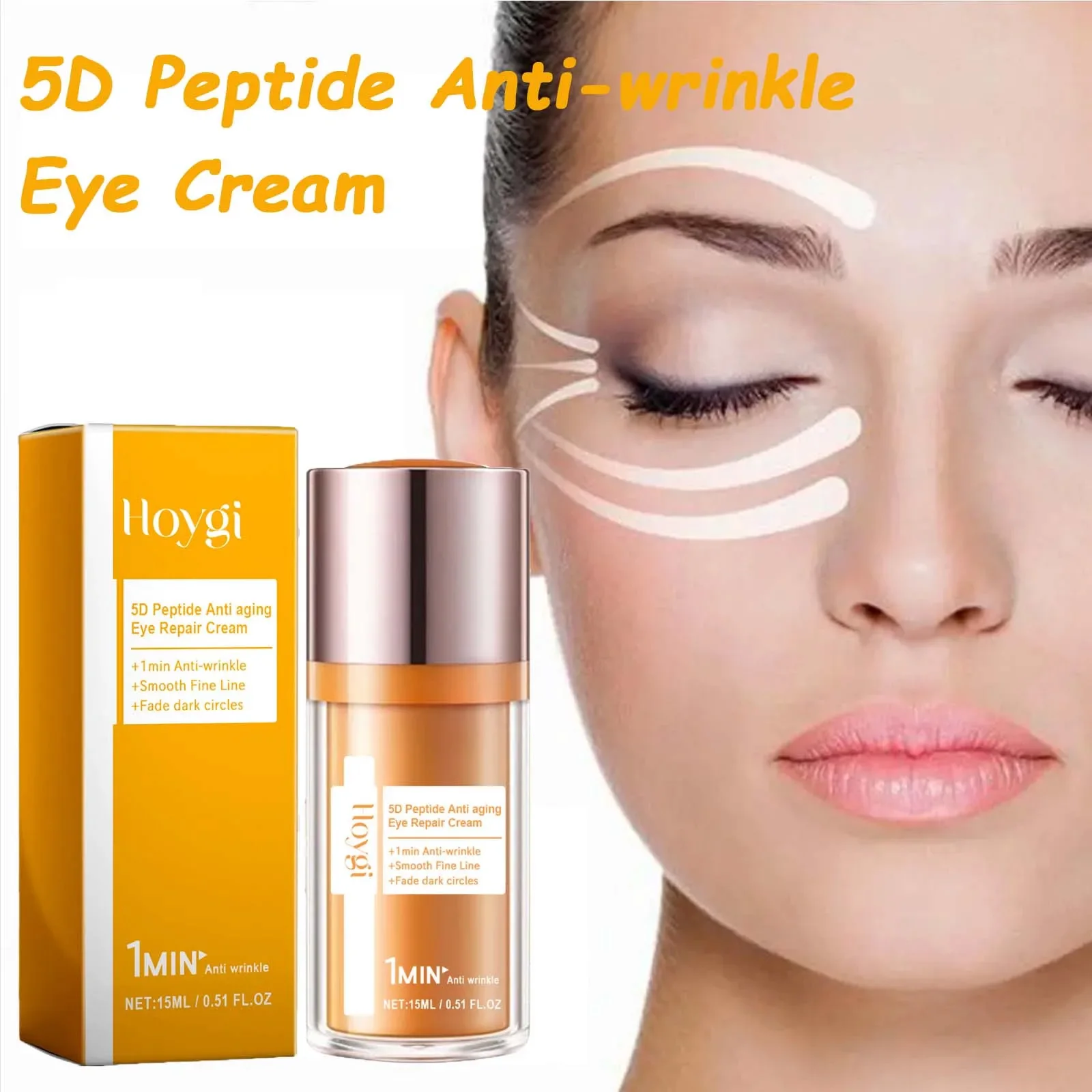 HOYGI 5D Peptide Anti Wrinkle Eye Care Cream Remove Dark Circles Under Eyes Anti Eye Bag Reduce Fine Line Firming Lifting Eye