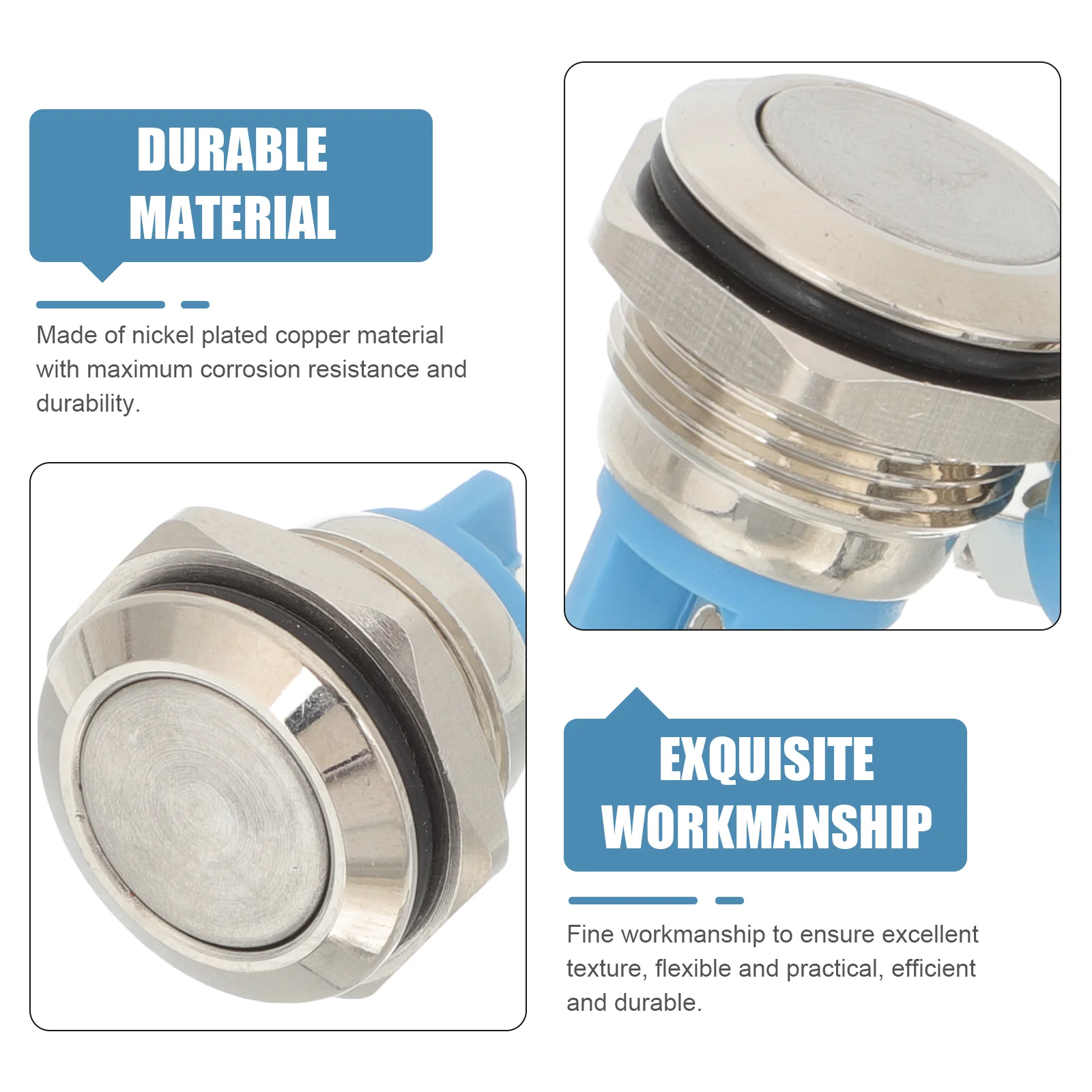 2 Pcs Metal by Bell Replacement Button for Door Nickel-plated Copper off Ringer